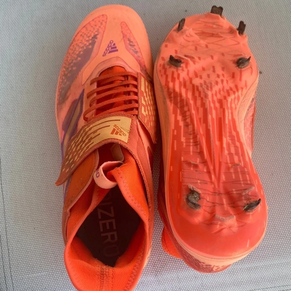 Adidas Bold Orange and Purple Cleats
